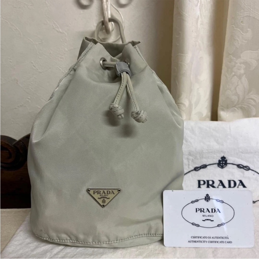 Prada Light Gray Drawstring Bag - image 1